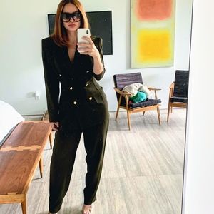 Two Piece Olive Pant Suit